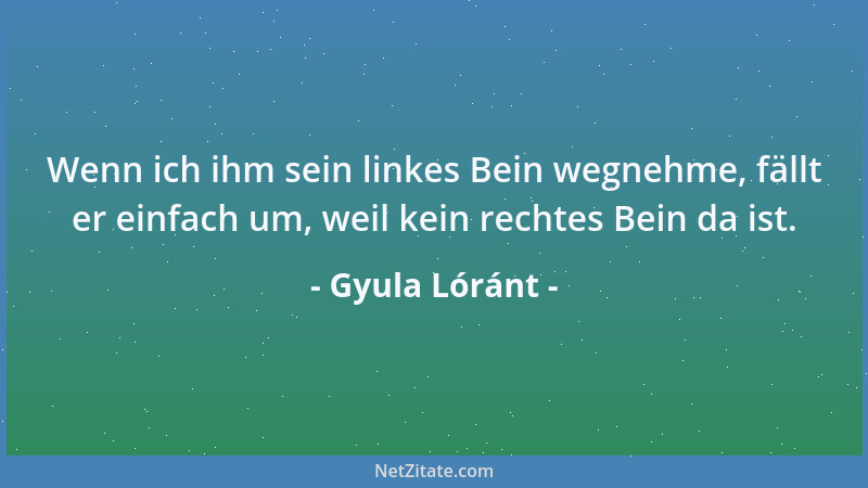 Gyula Lóránt - Wenn ich ihm sein linkes Bein wegnehme, fällt er einfach um, weil kein rechtes Bein da ist....