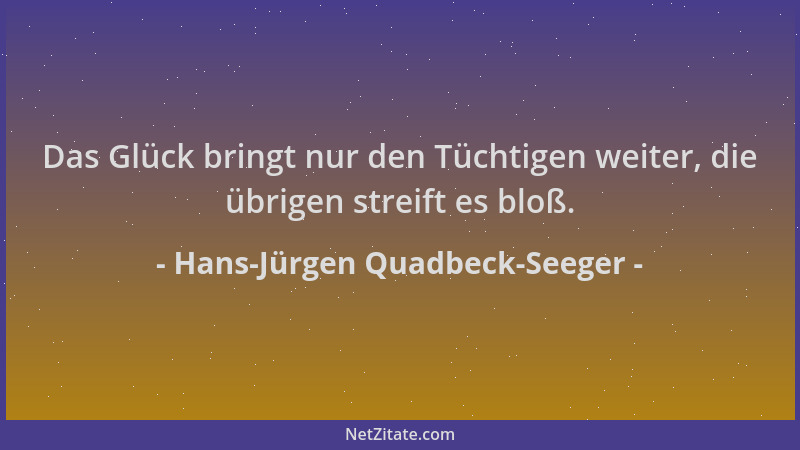 Hans-Jürgen Quadbeck-Seeger - Das Glück bringt nur den Tüchtigen weiter, die übrigen streift es bloß....