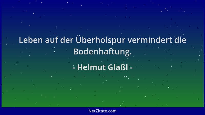 Helmut Glaßl - Leben auf der Überholspur vermindert die Bodenhaftung....