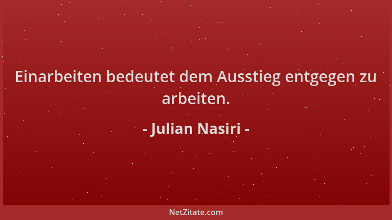 Julian Nasiri - Einarbeiten bedeutet dem Ausstieg entgegen zu arbeiten....