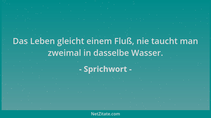 Sprichwort - Das Leben gleicht einem Fluß, nie taucht man zweimal in dasselbe Wasser....