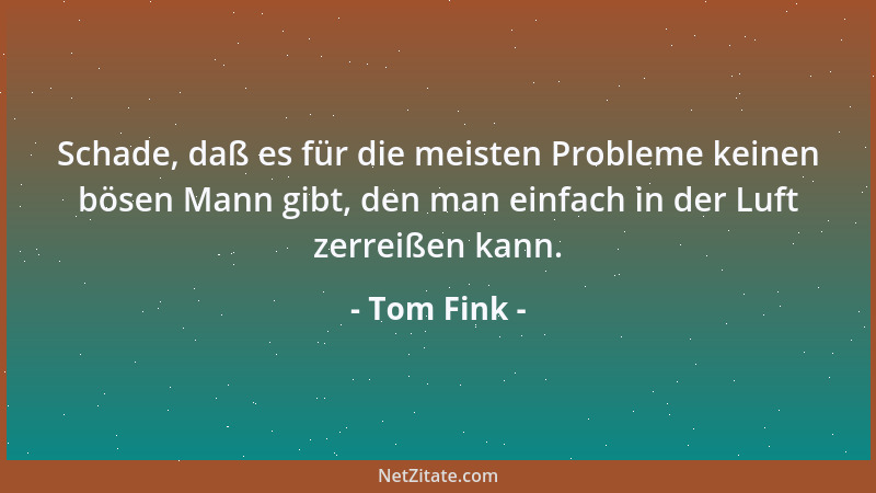 Tom Fink - Schade, daß es für die meisten Probleme keinen bösen Mann gibt, den man einfach in der Luft zerreißen kann....