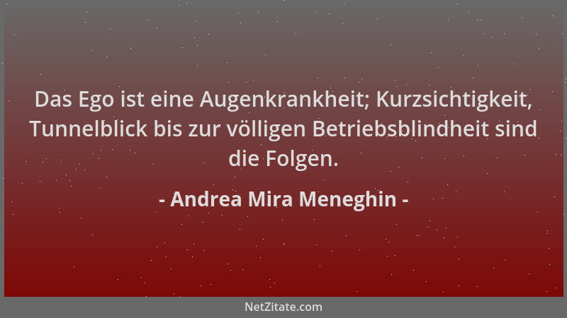 Andrea Mira Meneghin - Das Ego ist eine Augenkrankheit; Kurzsichtigkeit, Tunnelblick bis zur völligen Betriebsblindheit sin...