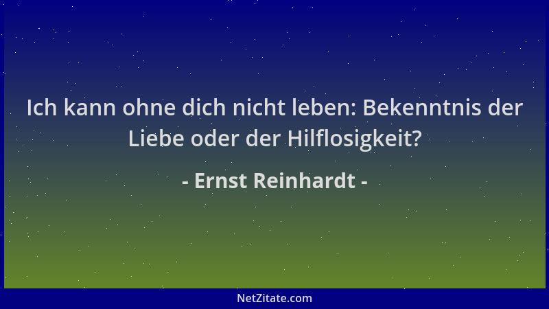Ernst Reinhardt - Ich kann ohne dich nicht leben: Bekenntnis der Liebe oder der Hilflosigkeit?...