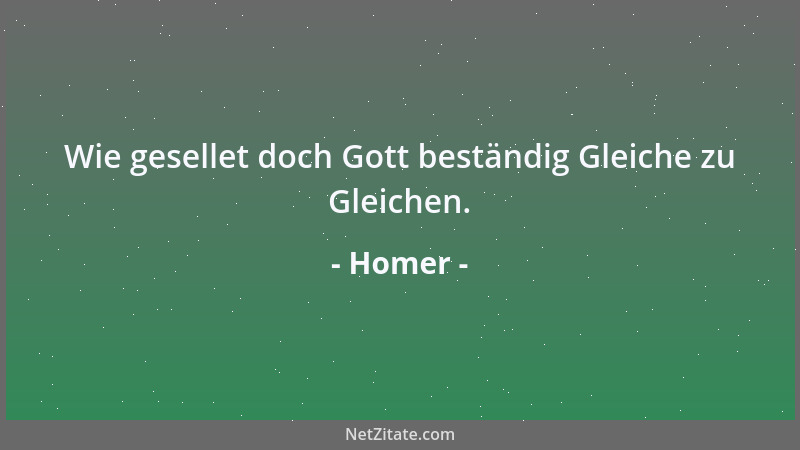 Homer - Wie gesellet doch Gott beständig Gleiche zu Gleichen....