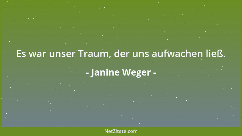 Janine Weger - Es war unser Traum, der uns aufwachen ließ....