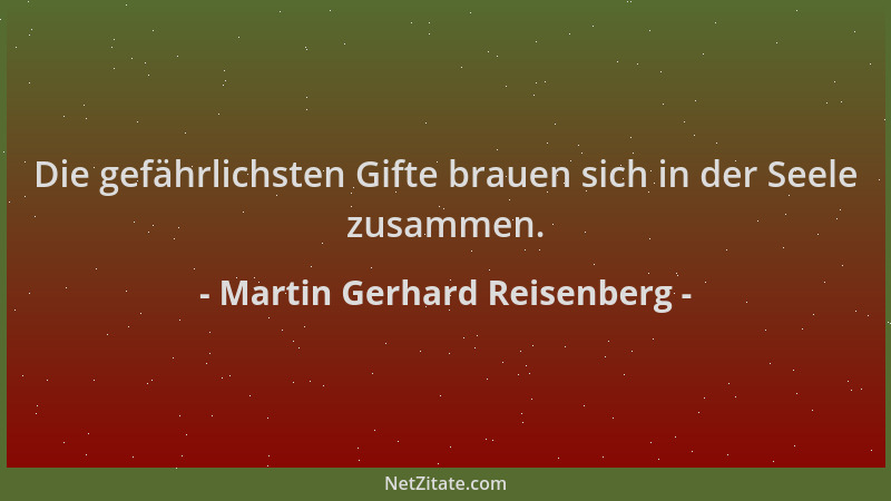 Martin Gerhard Reisenberg - Die gefährlichsten Gifte brauen sich in der Seele zusammen....