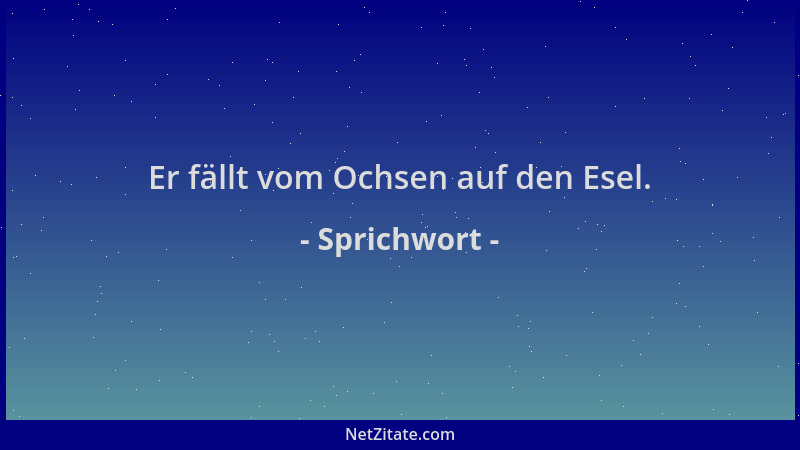 Sprichwort - Er fällt vom Ochsen auf den Esel....