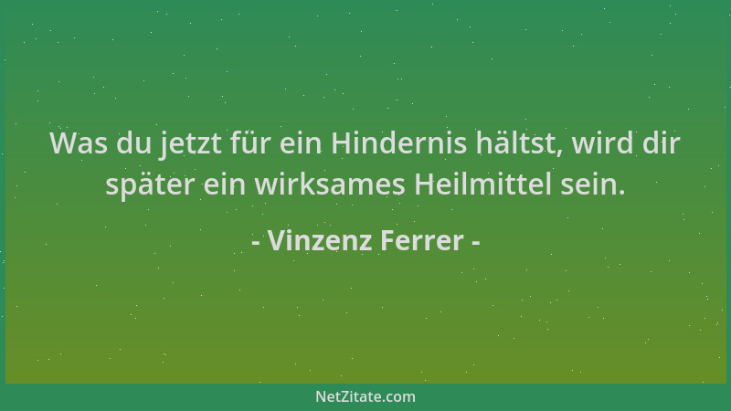 Vinzenz Ferrer - Was du jetzt für ein Hindernis hältst, wird dir später ein wirksames Heilmittel sein....