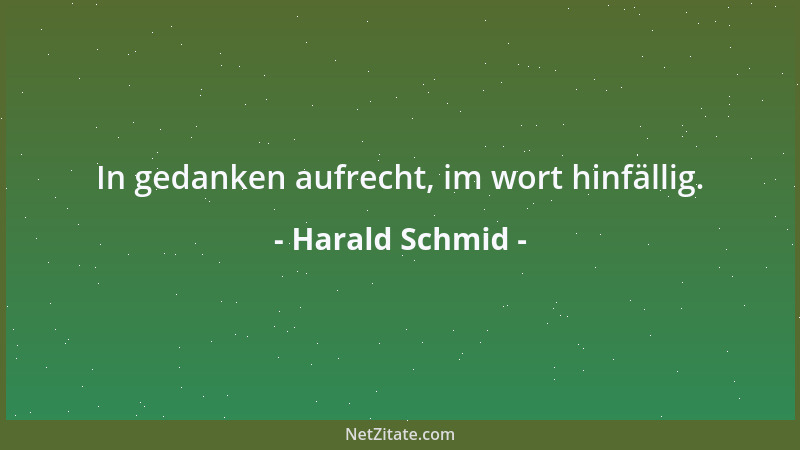 Harald Schmid - In gedanken aufrecht, im wort hinfällig....