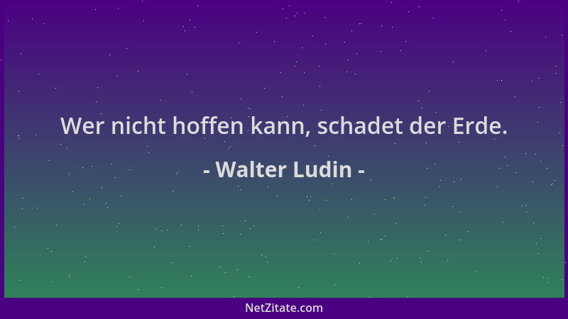 Walter Ludin - Wer nicht hoffen kann, schadet der Erde....