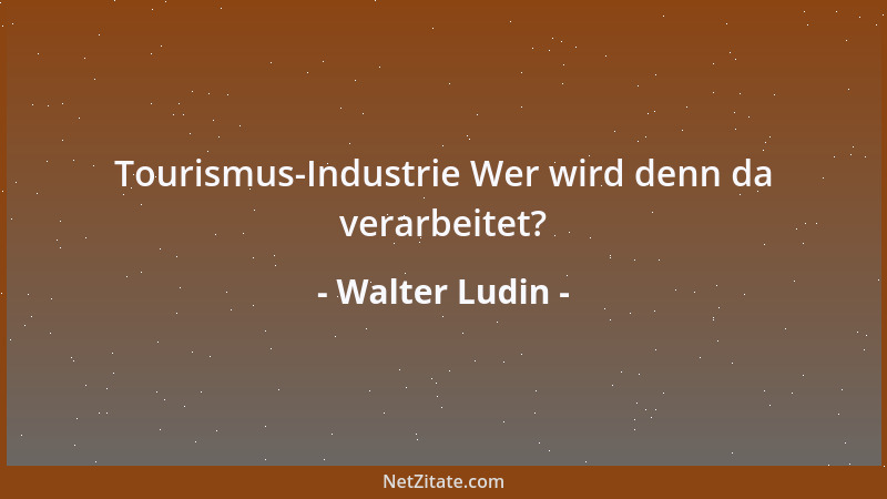 Walter Ludin - Tourismus-Industrie Wer wird denn da verarbeitet?...