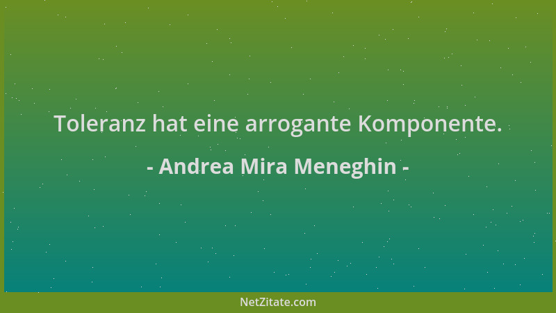 Andrea Mira Meneghin - Toleranz hat eine arrogante Komponente....