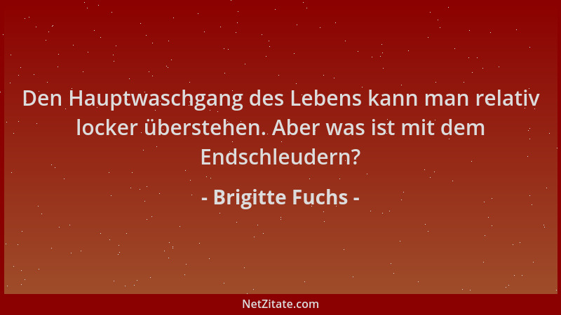 Brigitte Fuchs - Den Hauptwaschgang des Lebens kann man relativ locker überstehen. Aber was ist mit dem Endschleudern?...