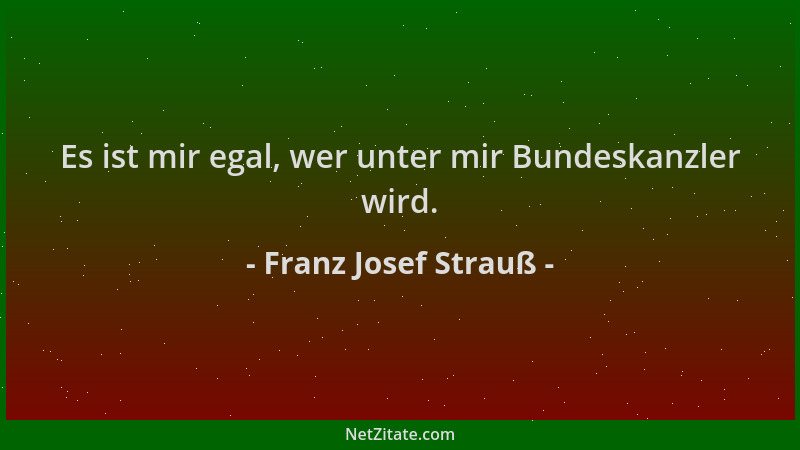 Franz Josef Strauß - Es ist mir egal, wer unter mir Bundeskanzler wird....
