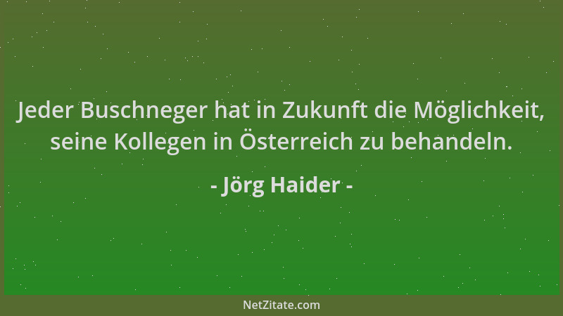 Jörg Haider - Jeder Buschneger hat in Zukunft die Möglichkeit, seine Kollegen in Österreich zu behandeln....