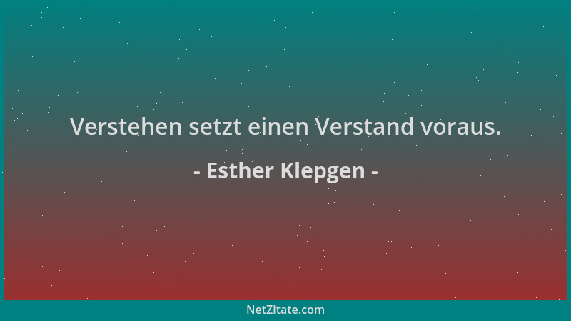 Esther Klepgen - Verstehen setzt einen Verstand voraus....