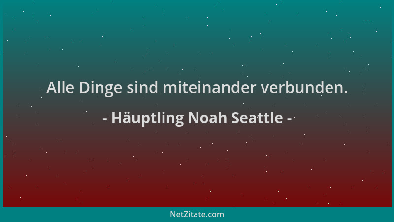 Häuptling Noah Seattle - Alle Dinge sind miteinander verbunden....