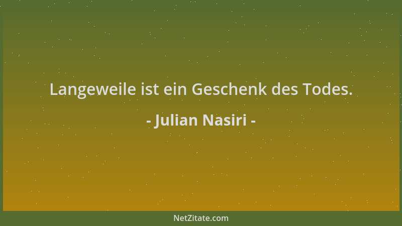 Julian Nasiri - Langeweile ist ein Geschenk des Todes....