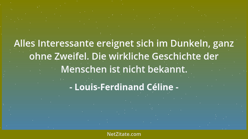Louis-Ferdinand Céline - Alles Interessante ereignet sich im Dunkeln, ganz ohne Zweifel. Die wirkliche Geschichte der Mensc...