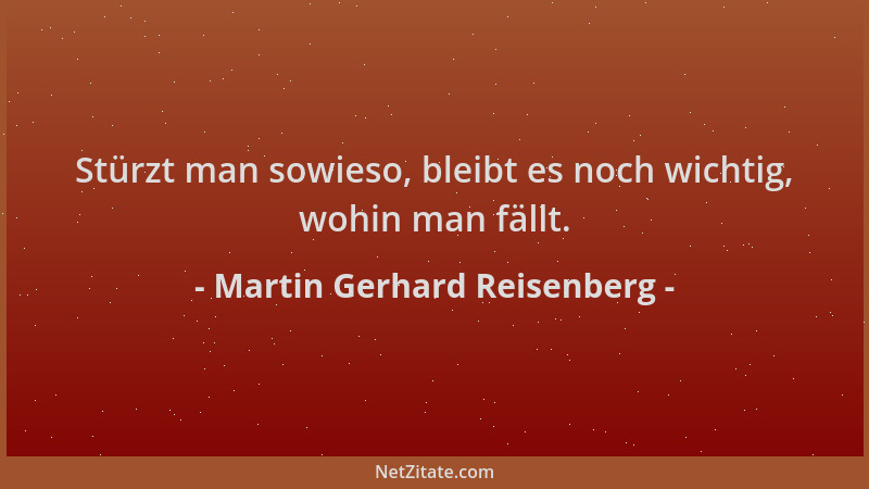 Martin Gerhard Reisenberg - Stürzt man sowieso, bleibt es noch wichtig, wohin man fällt....