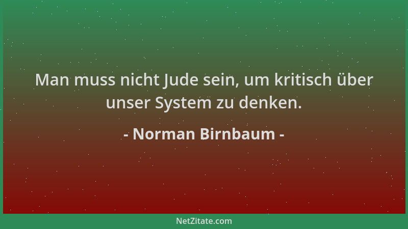 Norman Birnbaum - Man muss nicht Jude sein, um kritisch über unser System zu denken....