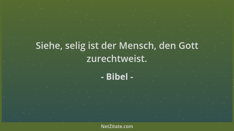 Bibel - Siehe, selig ist der Mensch, den Gott zurechtweist....