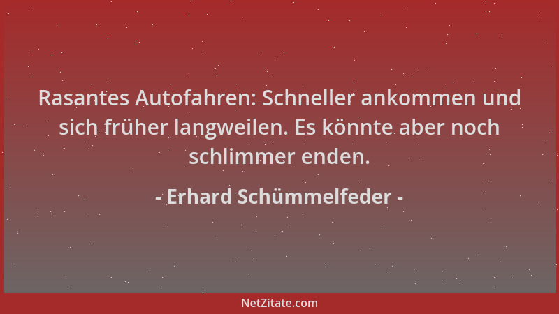 Erhard Schümmelfeder - Rasantes Autofahren: Schneller ankommen und sich früher langweilen. Es könnte aber noch schlimmer en...