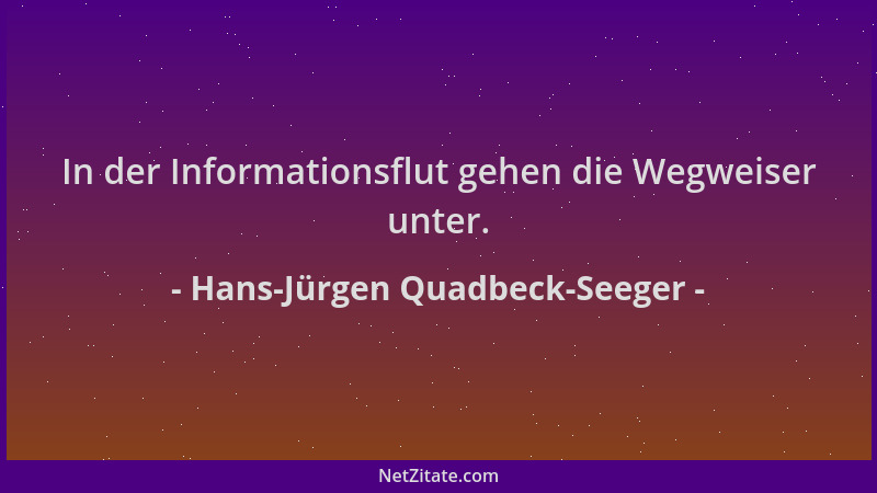 Hans-Jürgen Quadbeck-Seeger - In der Informationsflut gehen die Wegweiser unter....