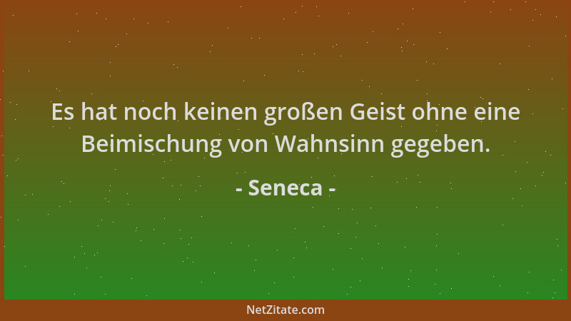 Seneca - Es hat noch keinen großen Geist ohne eine Beimischung von Wahnsinn gegeben....
