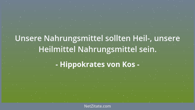 Hippokrates von Kos - Unsere Nahrungsmittel sollten Heil-, unsere Heilmittel Nahrungsmittel sein....