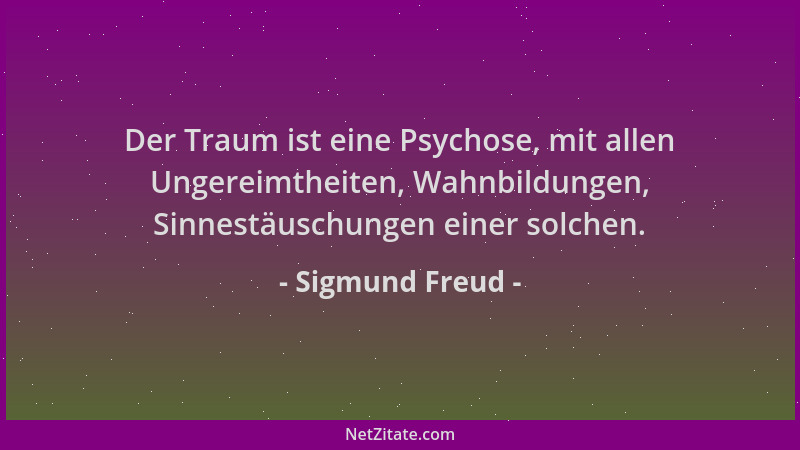 Sigmund Freud - Der Traum ist eine Psychose, mit allen Ungereimtheiten, Wahnbildungen, Sinnestäuschungen einer solchen....
