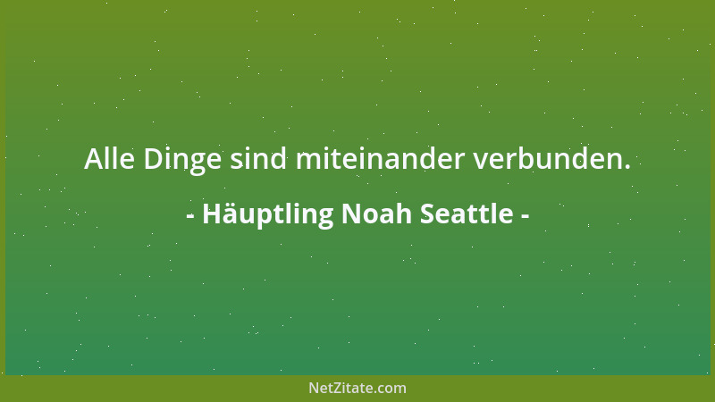 Häuptling Noah Seattle - Alle Dinge sind miteinander verbunden....