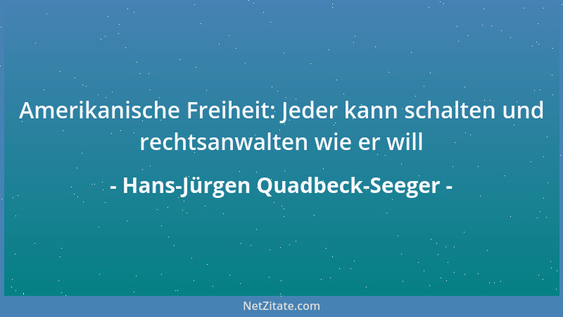 Hans-Jürgen Quadbeck-Seeger - Amerikanische Freiheit: Jeder kann schalten und rechtsanwalten wie er will...