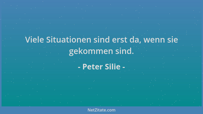 Peter Silie - Viele Situationen sind erst da, wenn sie gekommen sind....