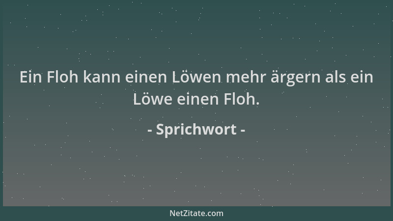 Sprichwort - Ein Floh kann einen Löwen mehr ärgern als ein Löwe einen Floh....