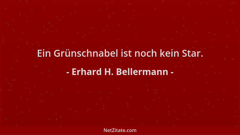 Erhard H. Bellermann - Ein Grünschnabel ist noch kein Star....