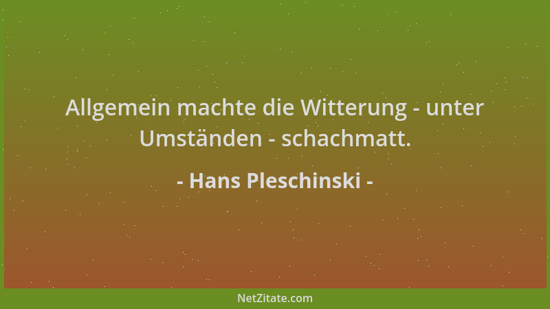 Hans Pleschinski - Allgemein machte die Witterung - unter Umständen - schachmatt....