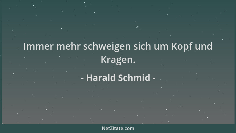 Harald Schmid - Immer mehr schweigen sich um Kopf und Kragen....