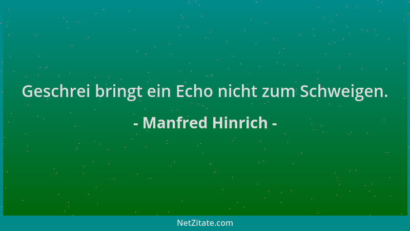 Manfred Hinrich - Geschrei bringt ein Echo nicht zum Schweigen....