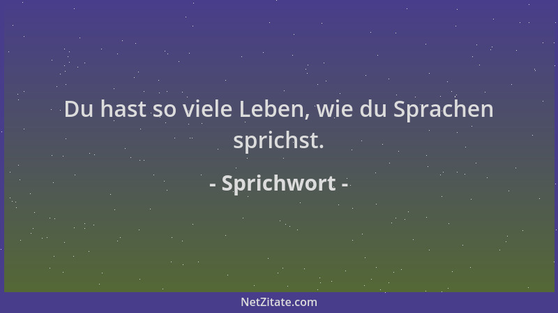Sprichwort - Du hast so viele Leben, wie du Sprachen sprichst....
