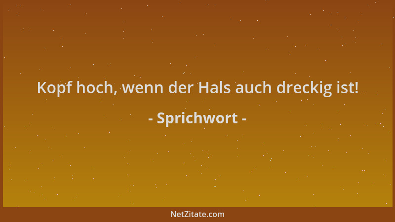 Sprichwort - Kopf hoch, wenn der Hals auch dreckig ist!...