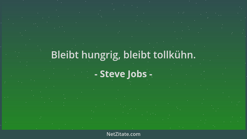 Steve Jobs - Bleibt hungrig, bleibt tollkühn....