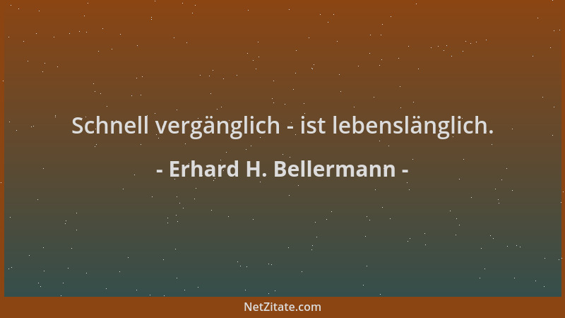 Erhard H. Bellermann - Schnell vergänglich - ist lebenslänglich....