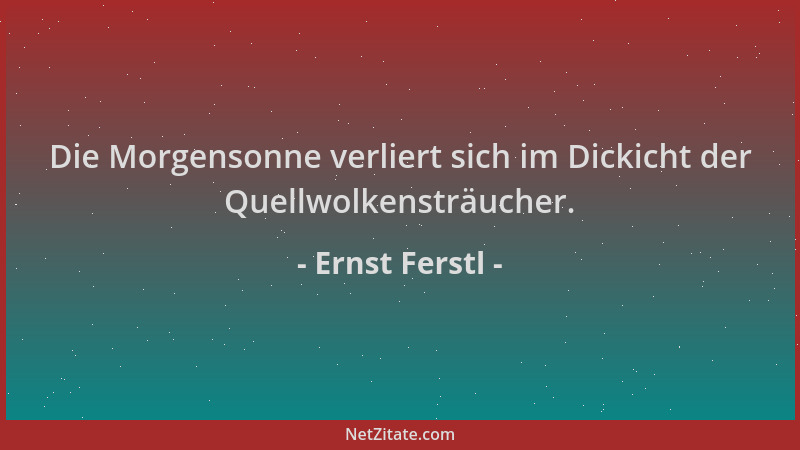Ernst Ferstl - Die Morgensonne verliert sich im Dickicht der Quellwolkensträucher....