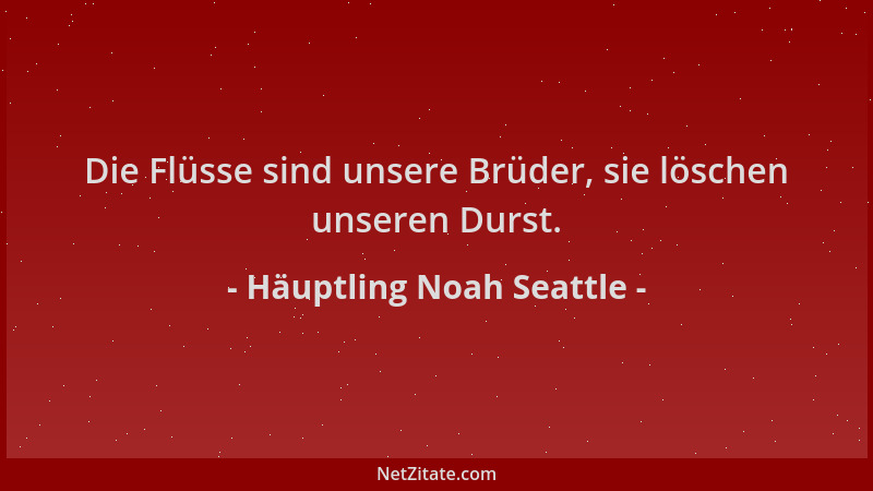 Häuptling Noah Seattle - Die Flüsse sind unsere Brüder, sie löschen unseren Durst....