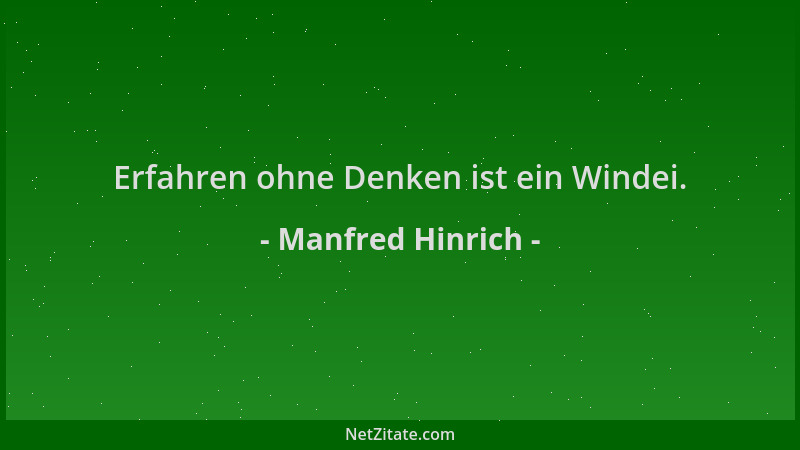 Manfred Hinrich - Erfahren ohne Denken ist ein Windei....