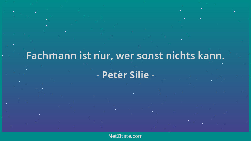 Peter Silie - Fachmann ist nur, wer sonst nichts kann....
