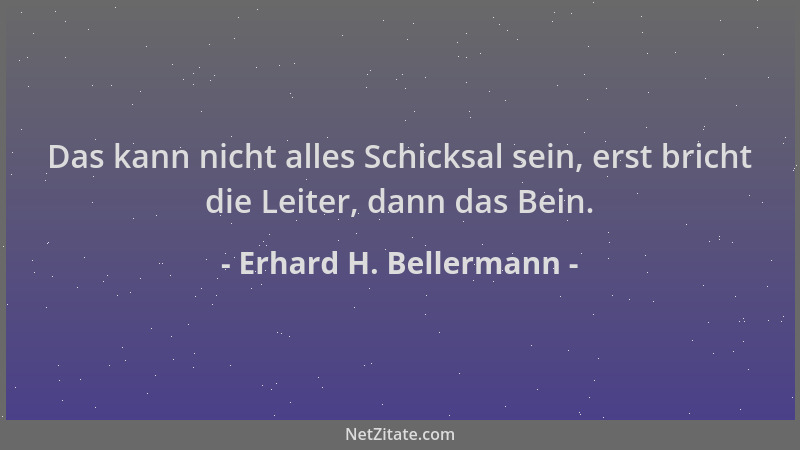 Erhard H. Bellermann - Das kann nicht alles Schicksal sein, erst bricht die Leiter, dann das Bein....
