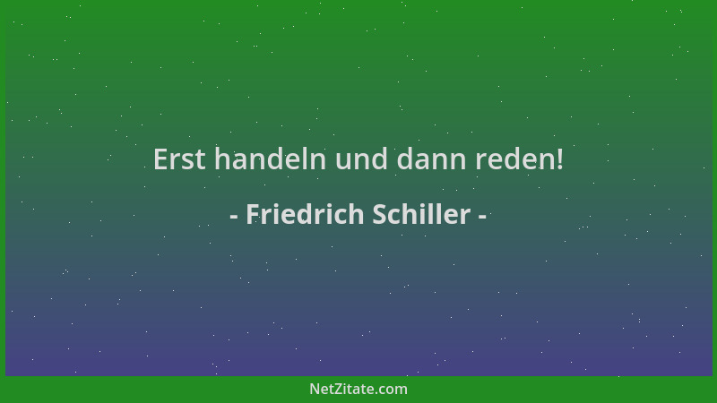 Friedrich Schiller - Erst handeln und dann reden!...